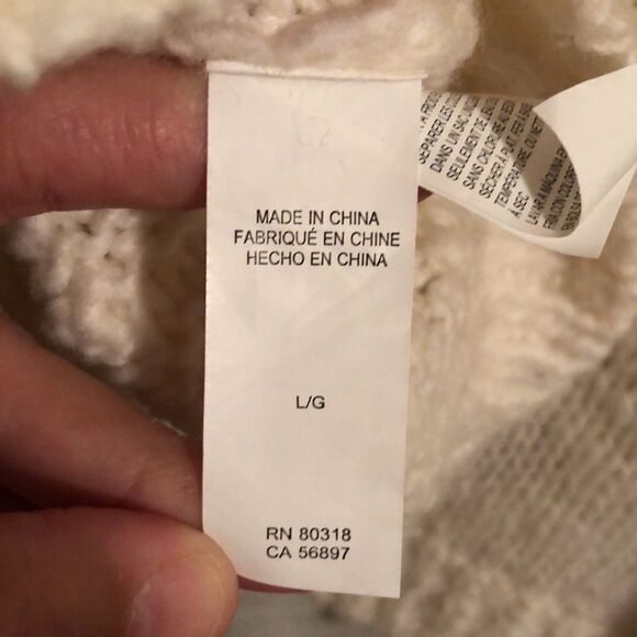 Lucky Brand L White Knit Open Front Sweater - Picture 8 of 12